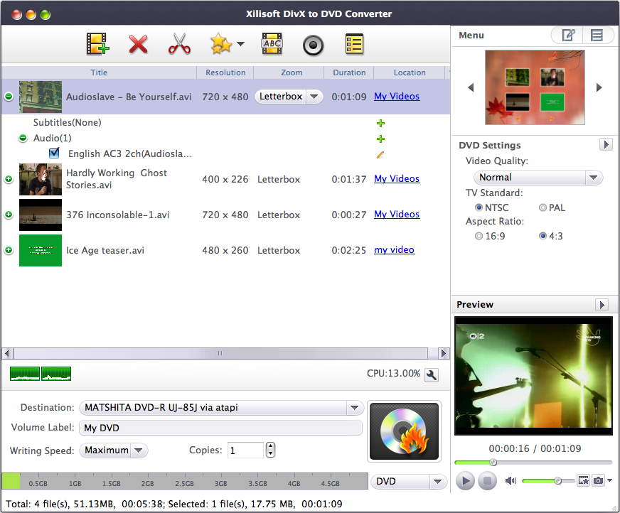 Xilisoft DivX to DVD Converter 7 for Mac