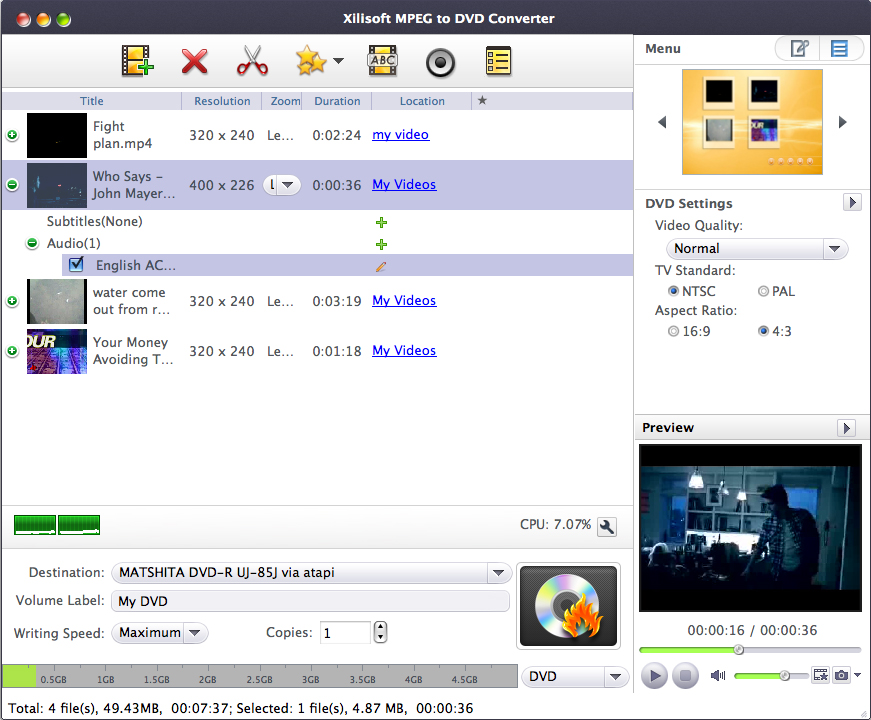 Xilisoft MPEG to DVD Converter 7 for Mac